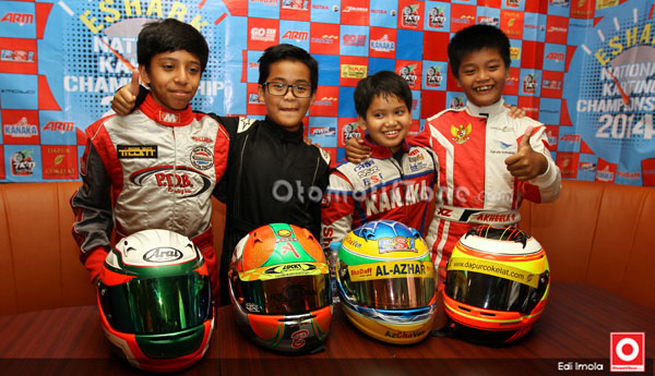 ki-ka : Akmal Ashibli, Ariel Andhyka Bahran, Rava Mahpud dan Akheela Chandra pembalap Gokart kelas Micro