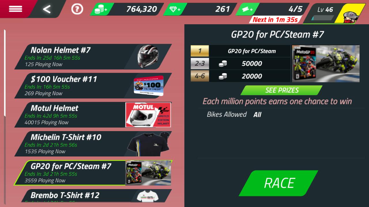 Hadiah di Game MotoGP Versi Handphone