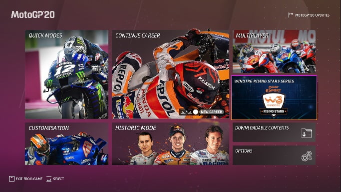 Tampilan Menu Game MotoGP20