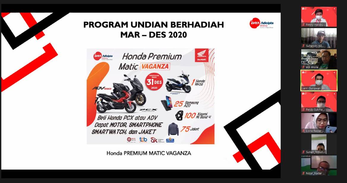 Lerri Gunawan saat memaparkan program undian berhadian via zoom