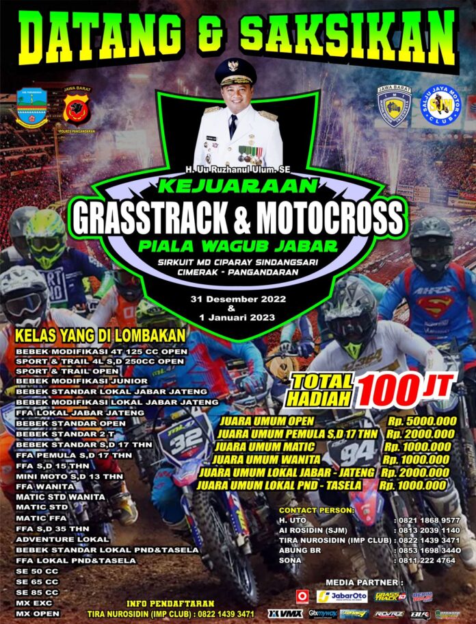 Sirkuit Legendaris di Pangandaran Gelar Grasstrack dan Motocross Piala Wagub Jabar
