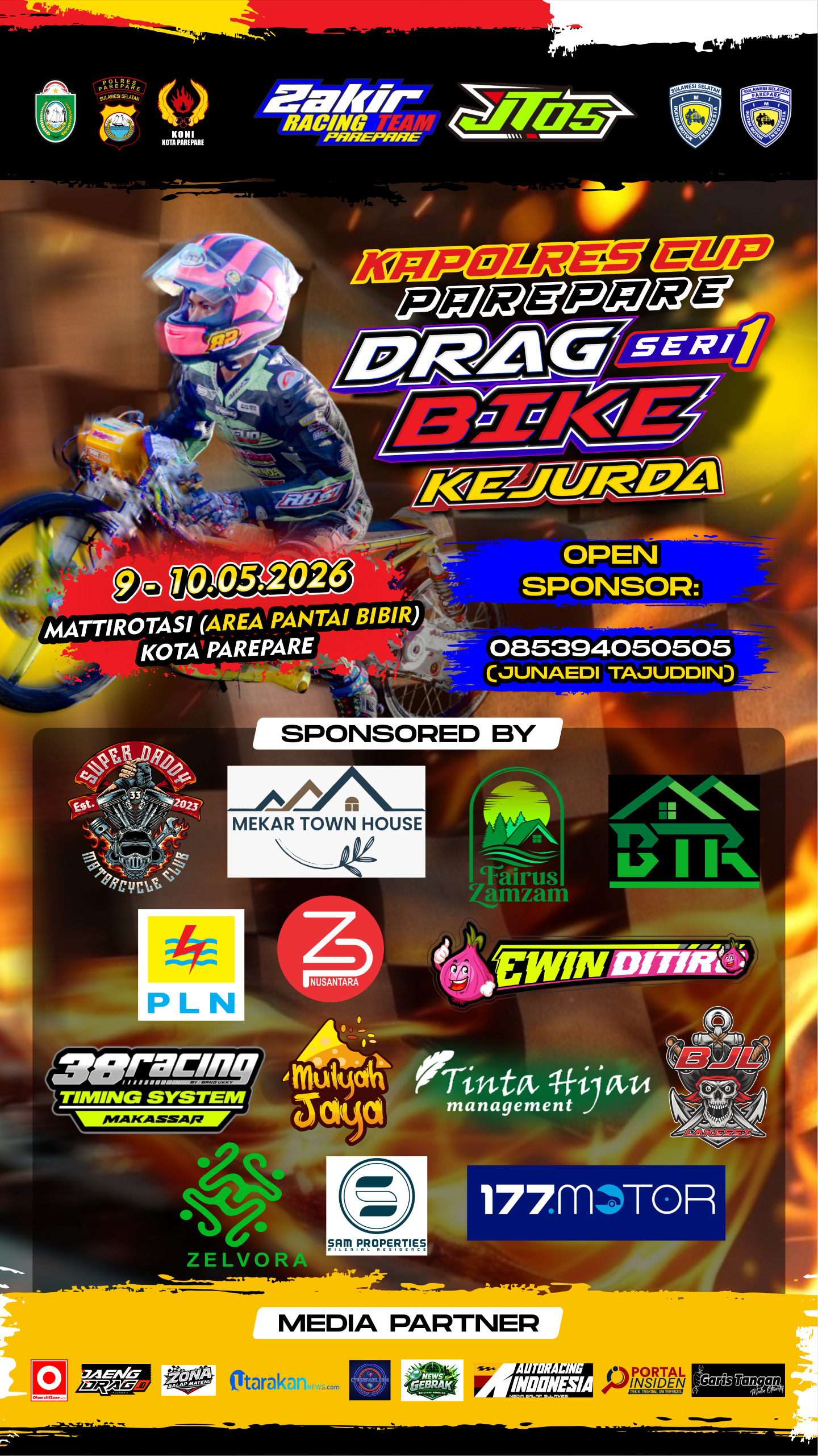 Parepare Memanas! Kapolres Cup Drag Bike Kejurda Seri 1 2026 Siap Digelar, Hadiah Ratusan Juta Menanti!