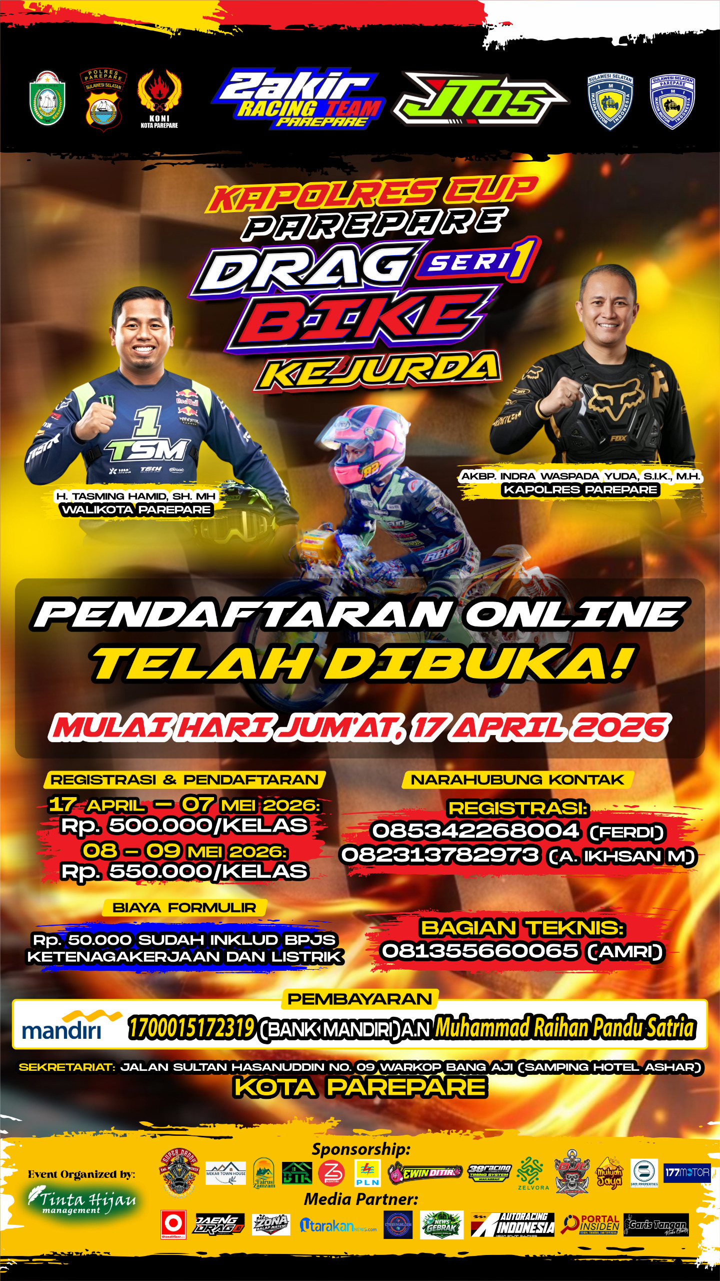 Parepare Memanas! Kapolres Cup Drag Bike Kejurda Seri 1 2026 Siap Digelar, Hadiah Ratusan Juta Menanti!