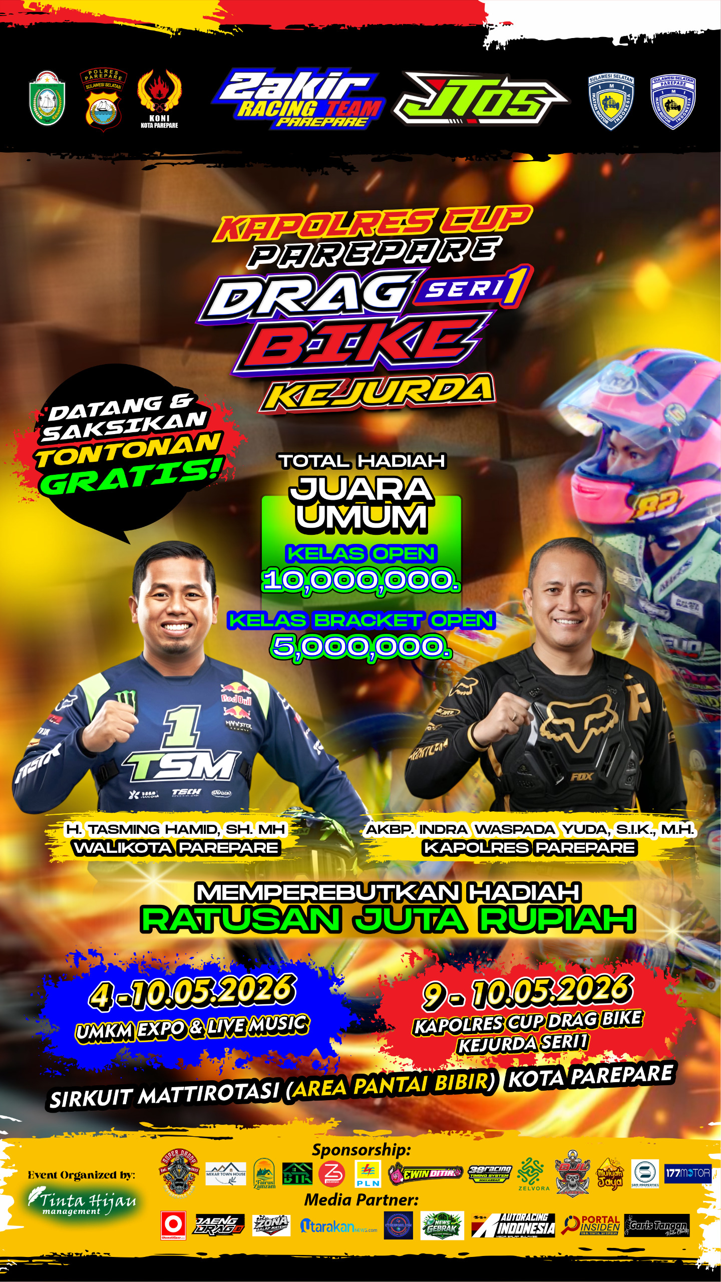 Parepare Memanas! Kapolres Cup Drag Bike Kejurda Seri 1 2026 Siap Digelar, Hadiah Ratusan Juta Menanti!